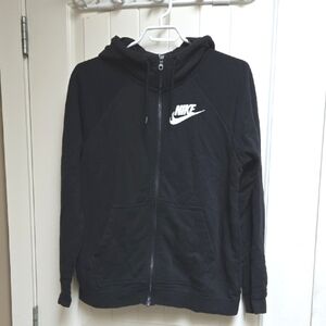 Nike Womens Medium Black Hoodie with White Nike Logo